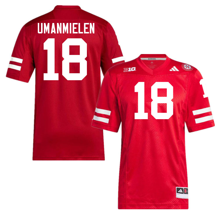 Men #18 Princewill Umanmielen Nebraska Cornhuskers College Football Jerseys Stitched Sale-Scarlet